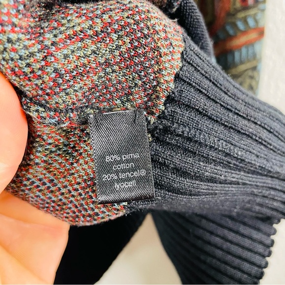 Peruvian Connection Paisley Zip Cardigan Pima Cotton Tencel Knit Sweater | Large - Picture 5 of 8